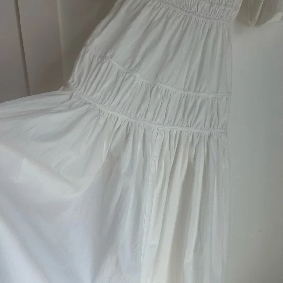 Showpo White V-Neck Puff Sleeve Maxi Dress Size 4 - Picture 11 of 15